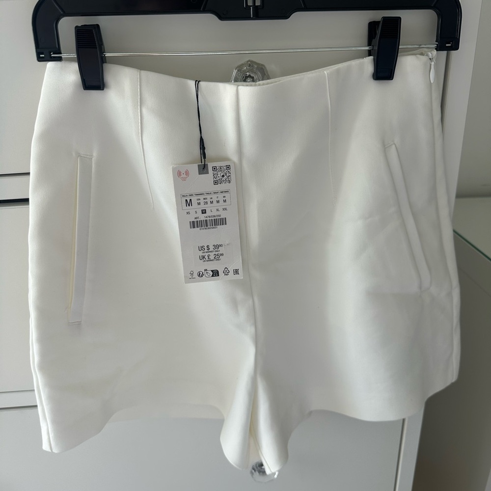 Zara High Waist White Shorts